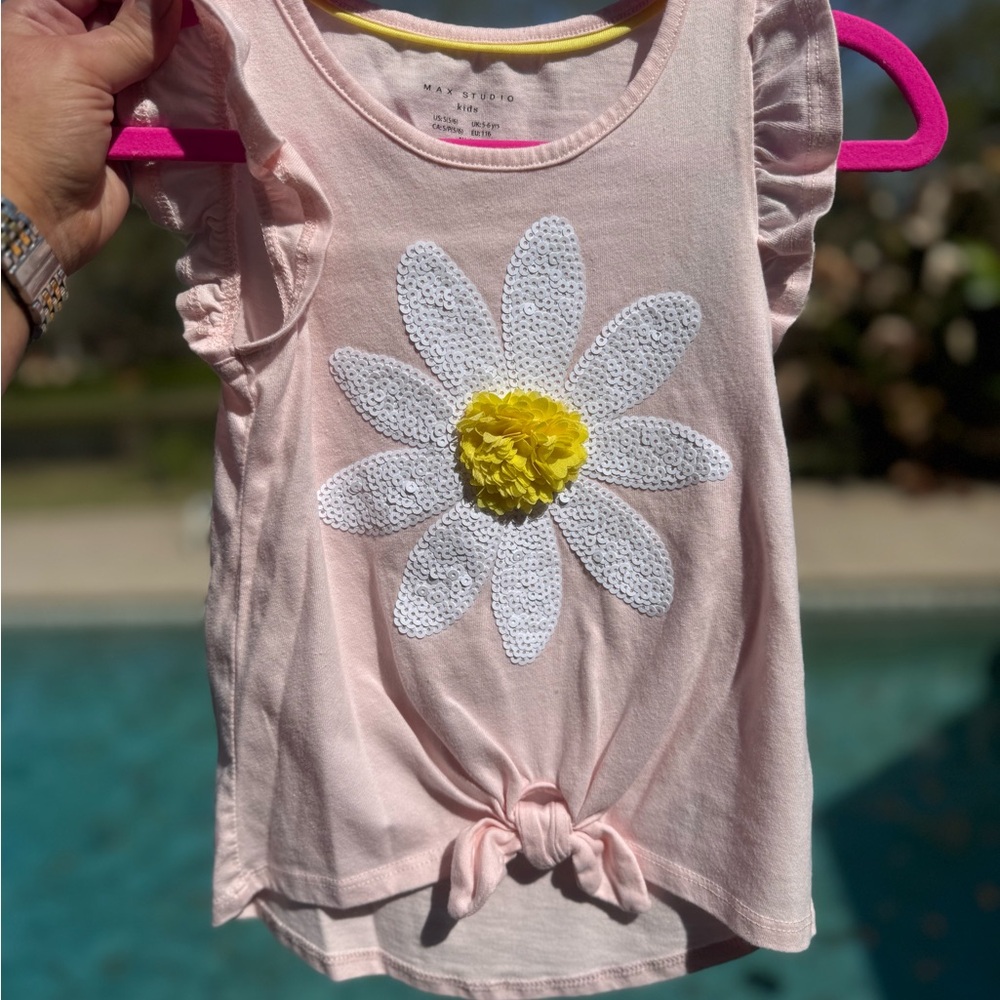 Max Studio Pink Daisy Kids Top
